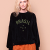 Blusão curto plush preto Brasil