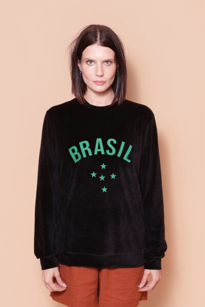 Blusão plush preto Brasil