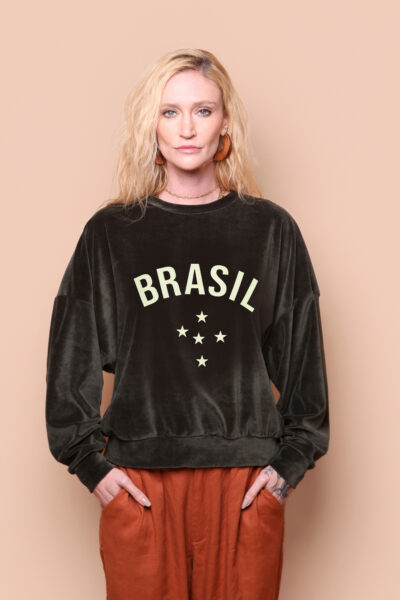 Blusão curto plush verde militar Brasil