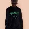 Blusão oversize plush preto Brasil