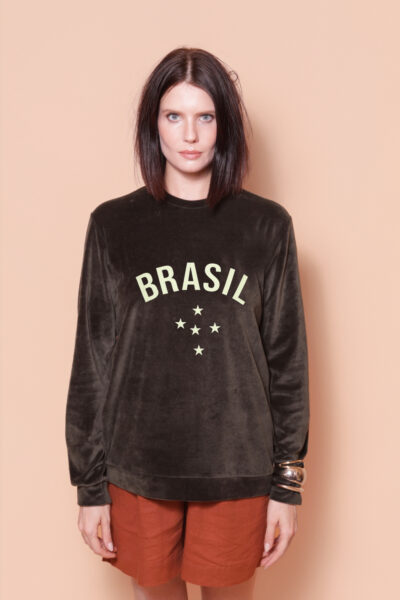 Blusão plush verde militar Brasil