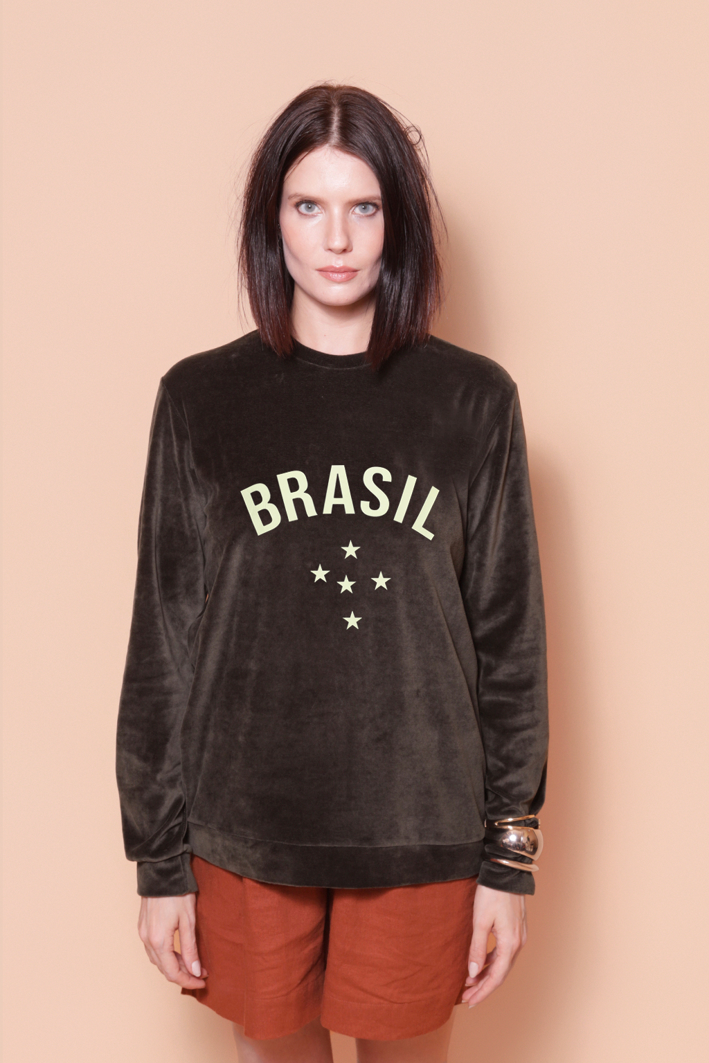 Blusão plush verde militar Brasil