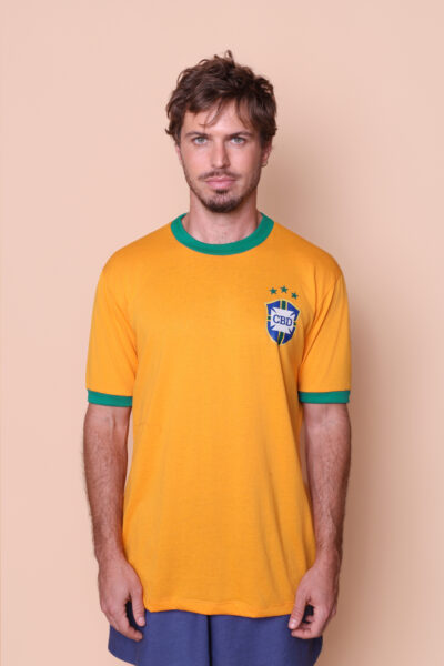 Camiseta amarela Seleção de 78 gola verde