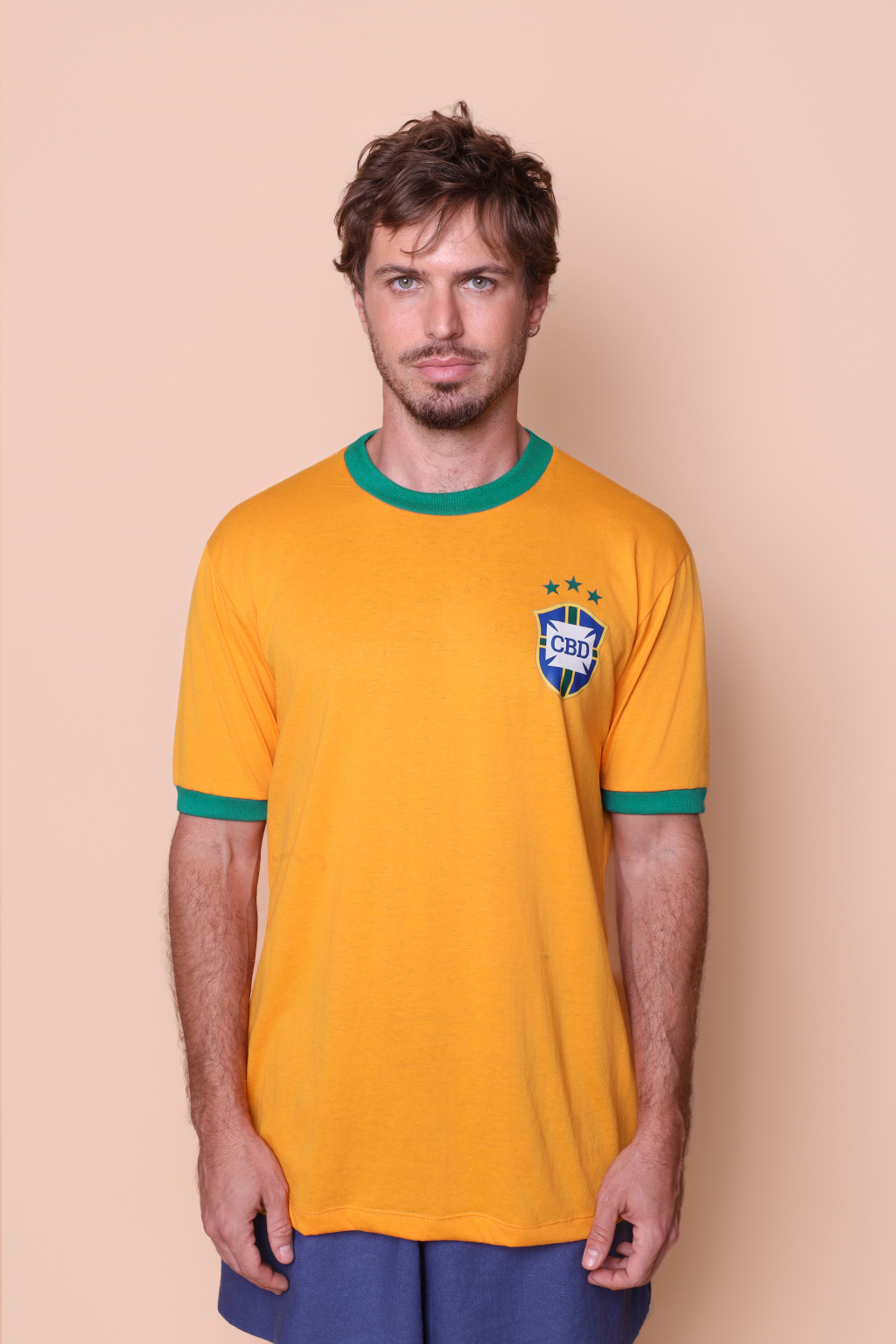 Camiseta amarela Seleção de 78 gola verde