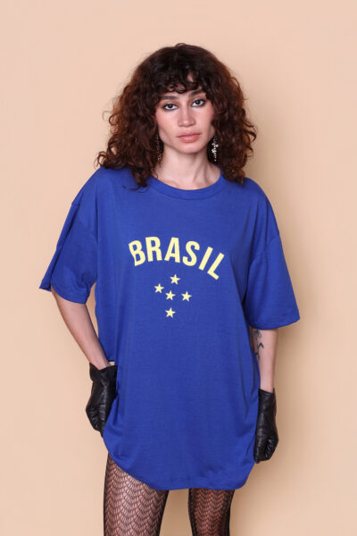 Camiseta oversize azul Brasil