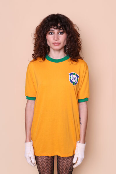 Camiseta amarela Seleção de 62 gola verde
