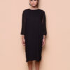 Vestido manga bufante viscose creponada com tule preto