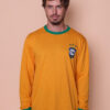 Camiseta manga longa amarela Seleção de 78 gola verde