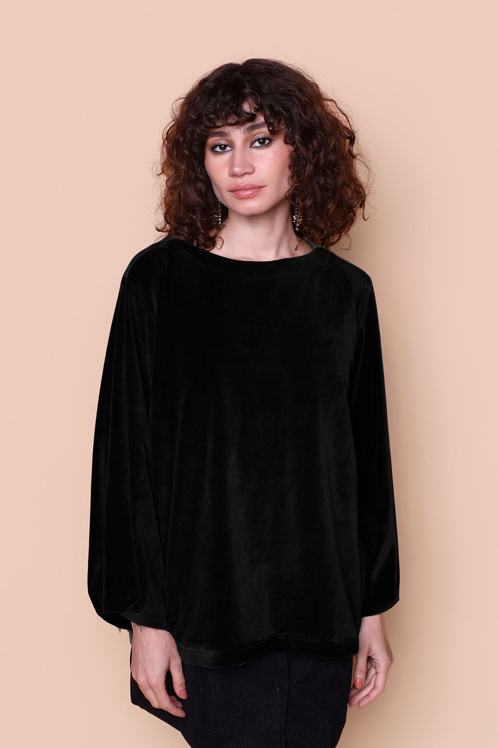 Blusa manga longa plush preta