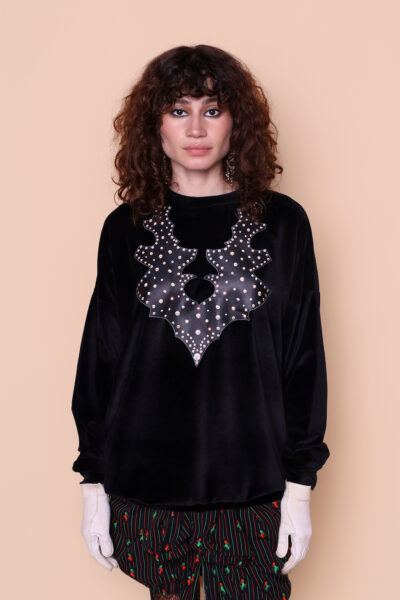 Blusão oversize plush preto Tachinhas
