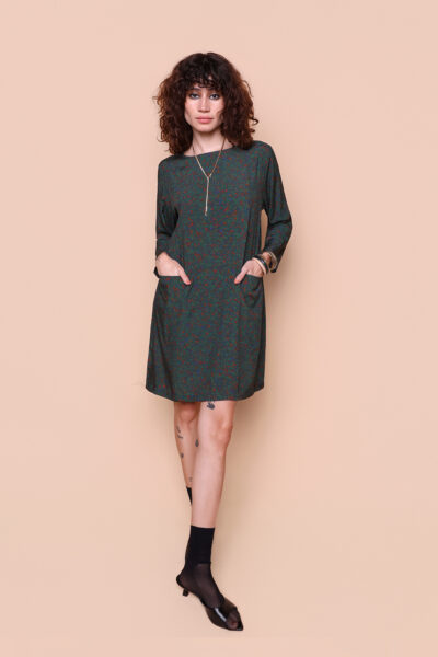 Vestido dois bolsos estampado Arbustos