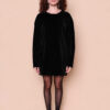 Vestido curto manga longa plush preto