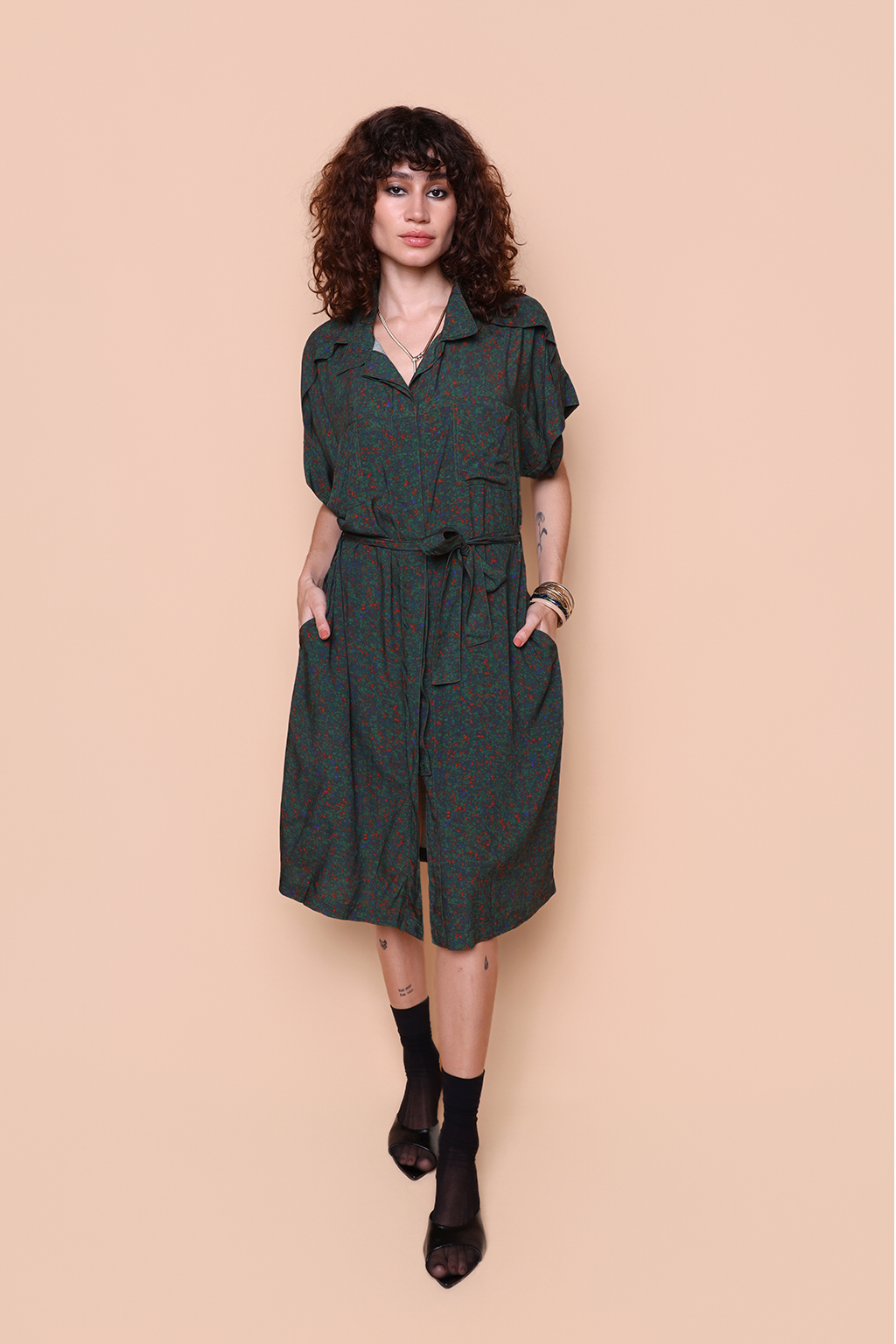 Vestido sobretudo estampado Arbustos