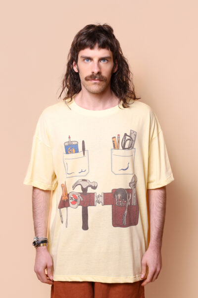 Camiseta oversize amarela estampada Bricolagem