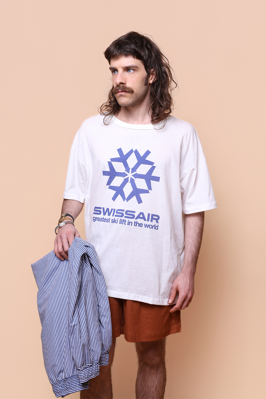 Camiseta oversize estampada Swissair