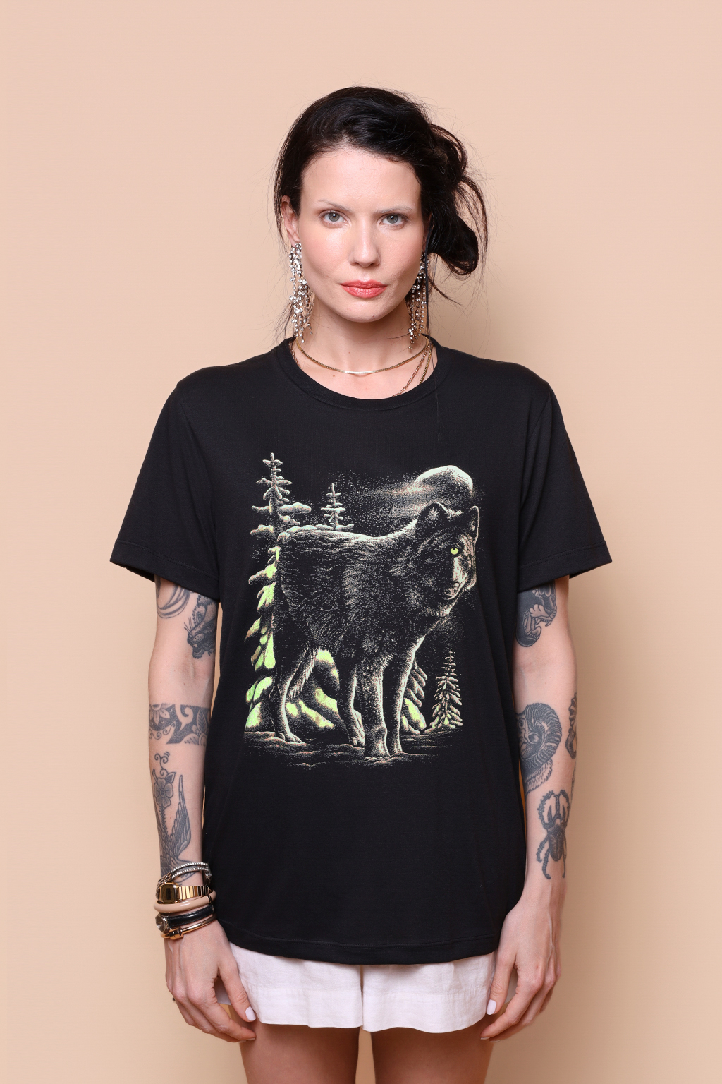 Camiseta estampada Lobo cinzento