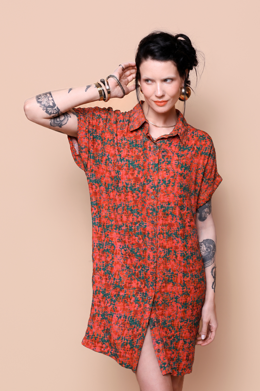 Vestido camisa estampado Mato Grosso
