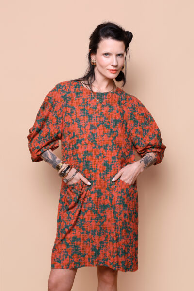Vestido manga quadrada estampado Mato Grosso
