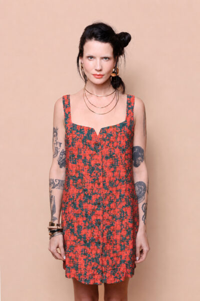 Vestido regata botão estampado Mato Grosso