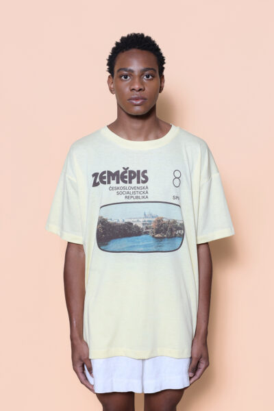 Camiseta oversize amarela estampada Zemepis