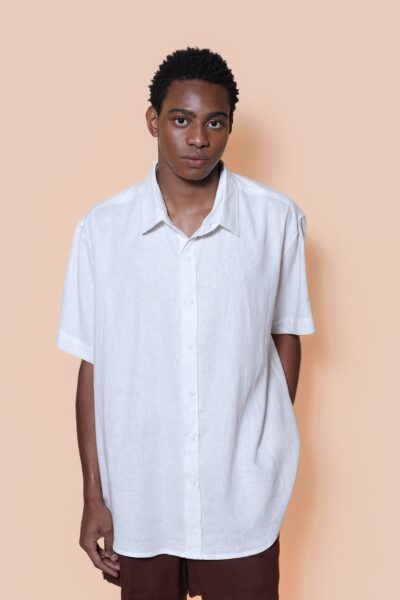 Camisa ampla linho off-white