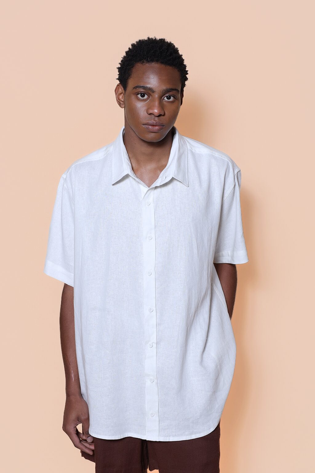 Camisa ampla linho off-white