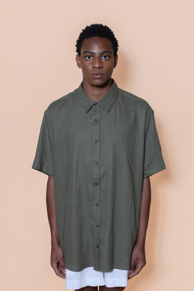 Camisa ampla linho verde