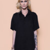 Camisa básica viscose creponada preta