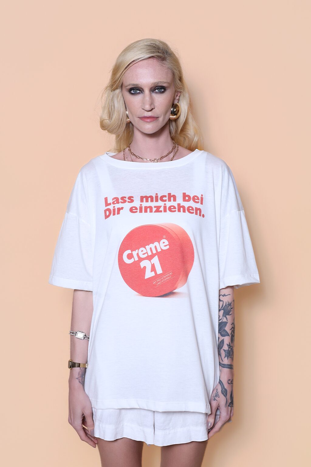 Camiseta oversize estampada Creme 21