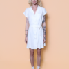 Vestido chemise curto linho off-white