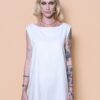 Vestido regata curto linho off-white